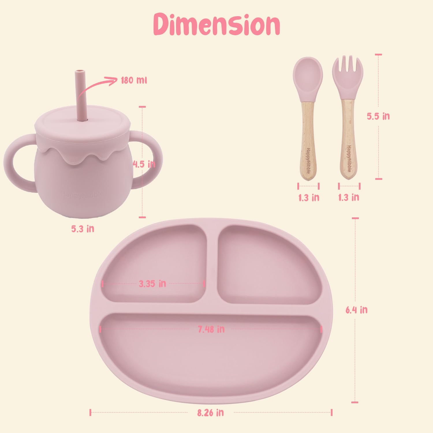 HappyNibble Rose Pink BPA-free silicone material overview