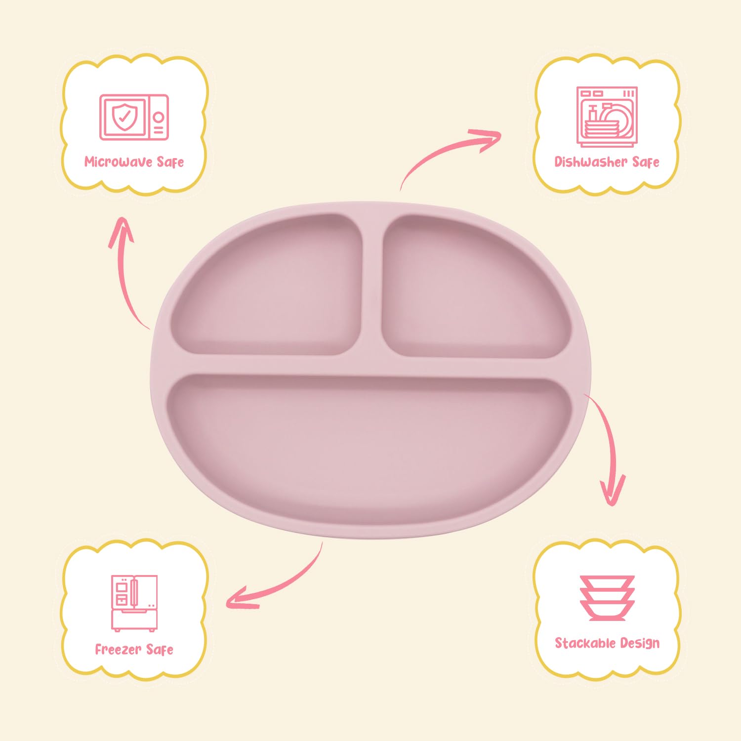 HappyNibble Rose Pink dishwasher-safe set for easy cleaning