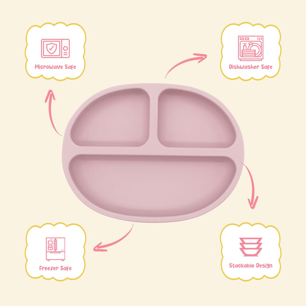 HappyNibble Rose Pink dishwasher-safe set for easy cleaning