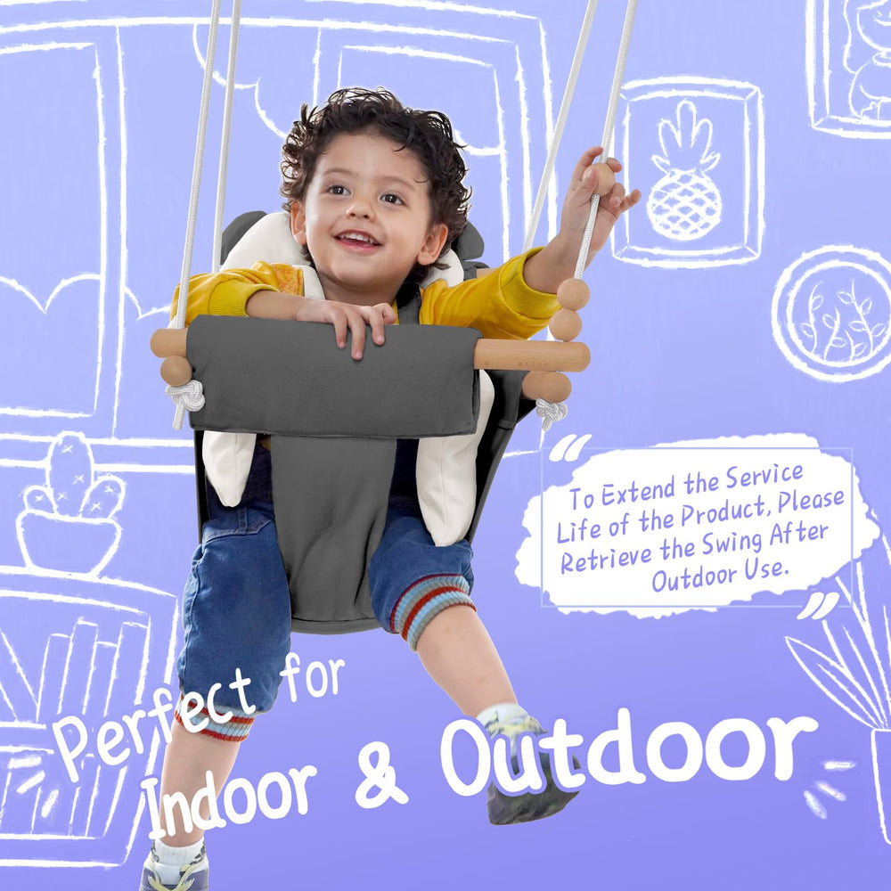 HAPPY PIE indoor-outdoor swing makes a versatile gift for babies and toddlers.