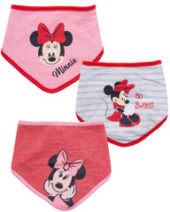 Happy Threads Disney Minnie bandana bib front view showing drool protection and cute design