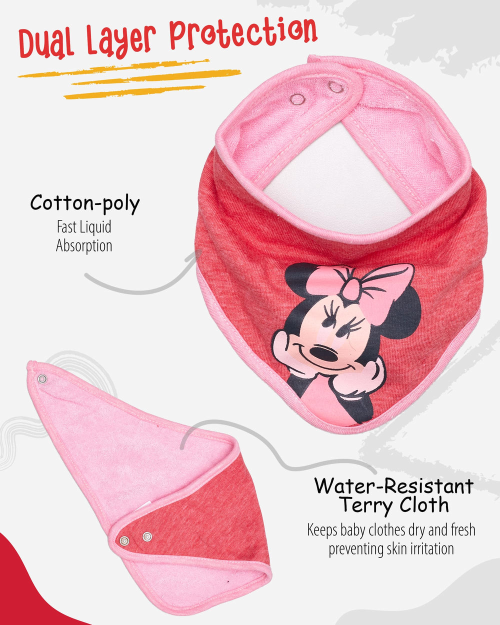Happy Threads Minnie pattern close up shows vibrant graphics that resist fading after washes