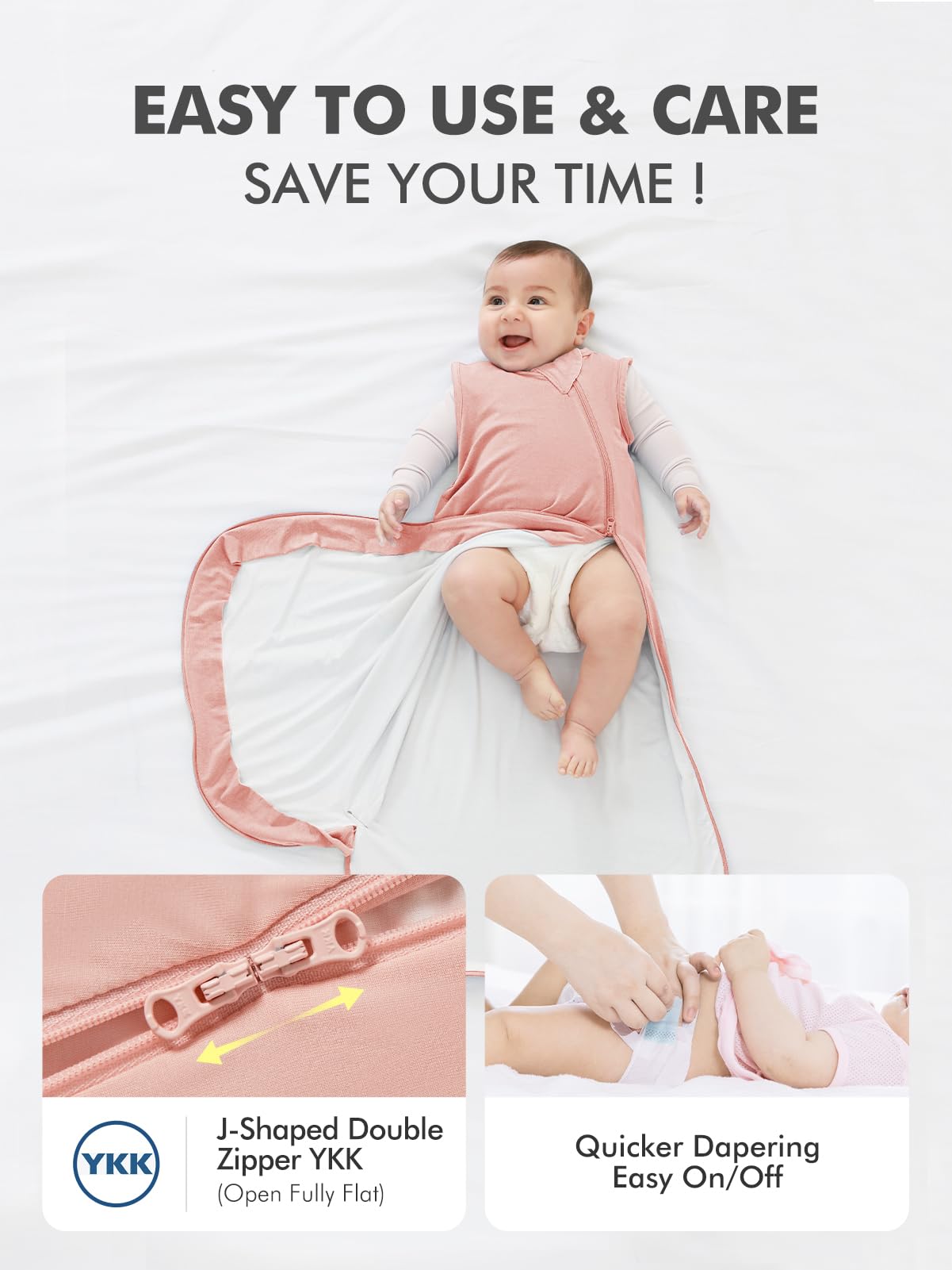 HAPIU sleep sack with extra leg room supports growth and secure wear