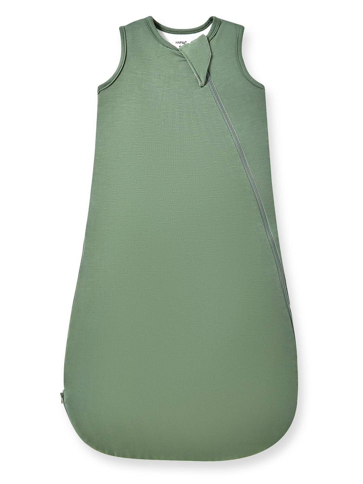 HAPIU sleep sack fabric closeup in forest green, bamboo rayon offers soft, breathable comfort.