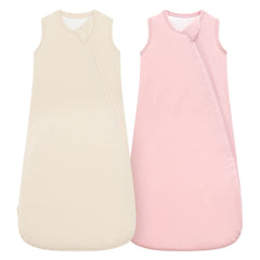 HAPIU sleep sack front view in blush-oat showing soft bamboo fabric for gentle sleep