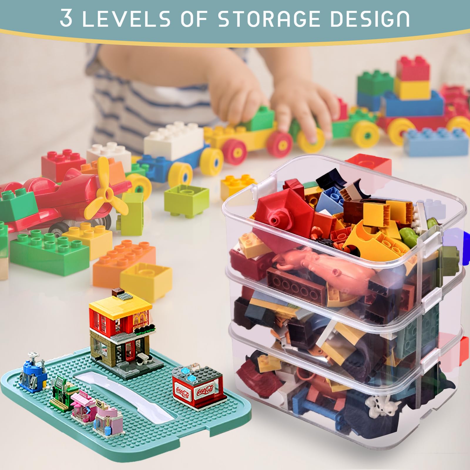 Harazaqa-toy-organizer-locking-clips secure toys during transport and storage.