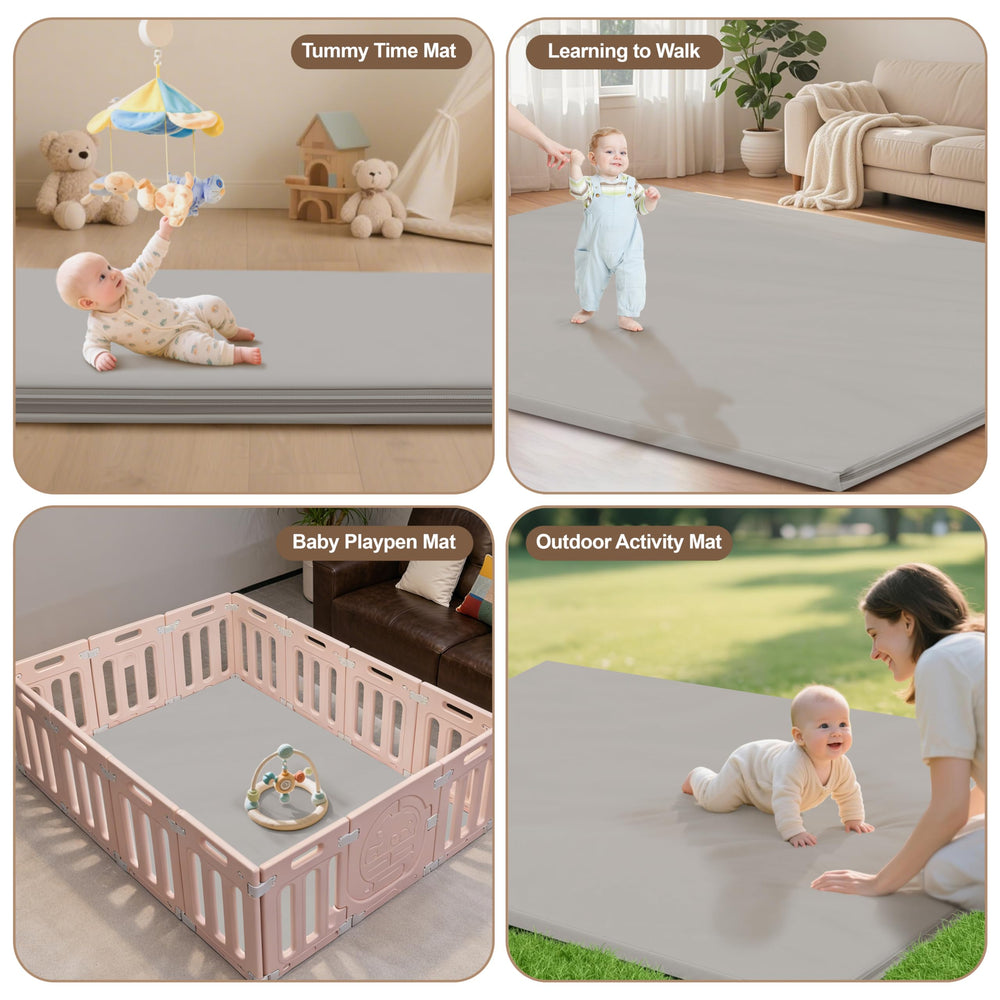 Harbolle neutral gray mat blends with any nursery decor.