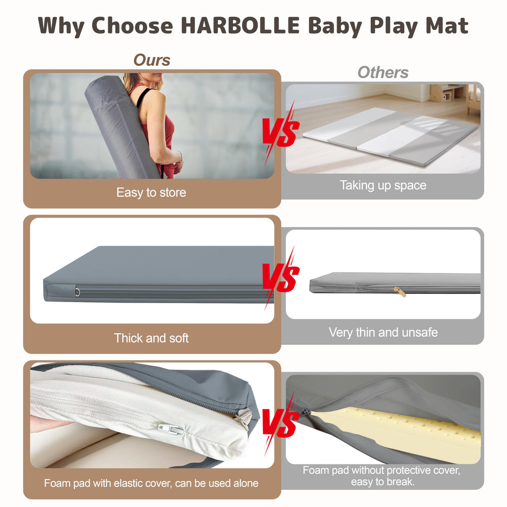 HARBOLLE non-slip vegan leather surface stays in place on hardwood floors.