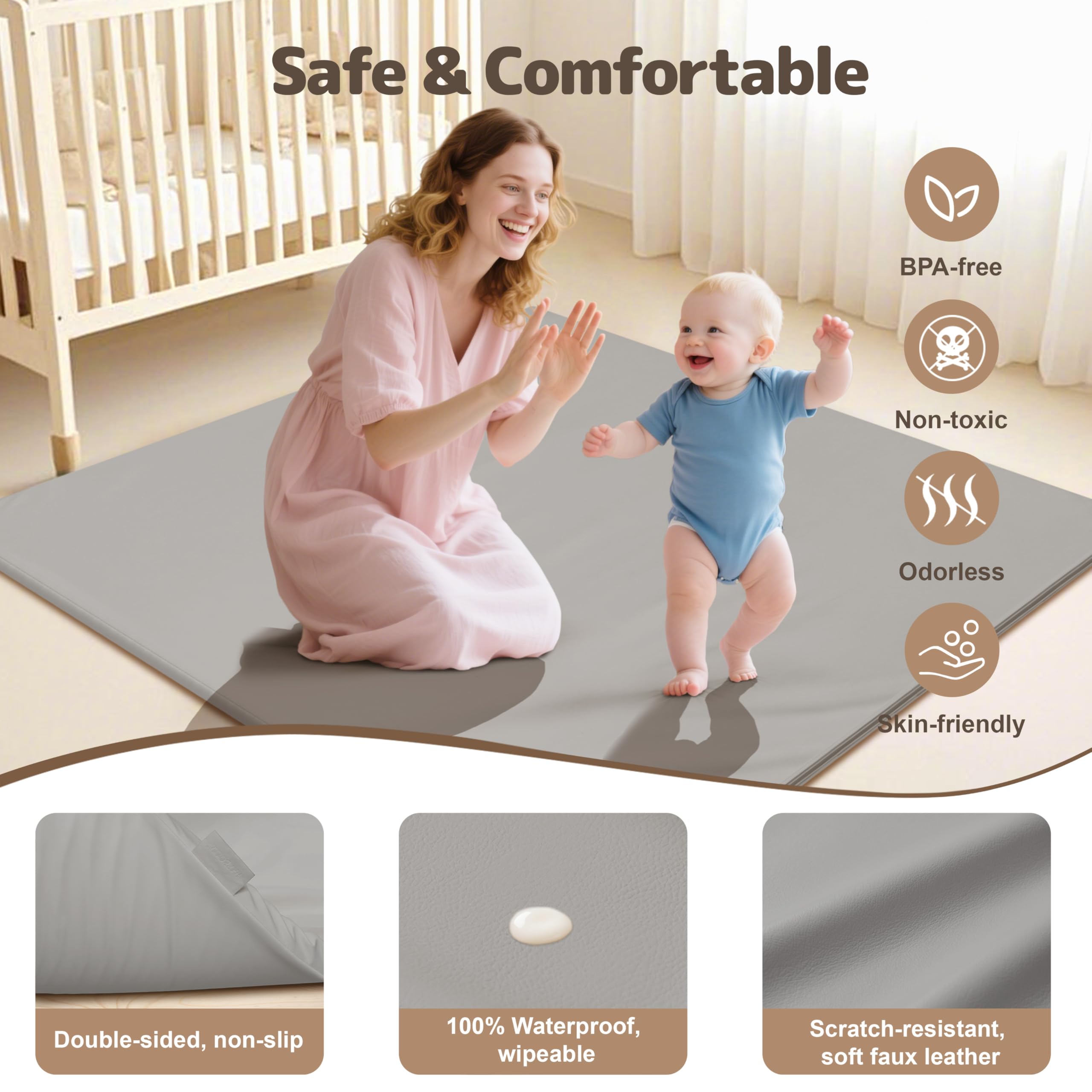 HARBOLLE extra thick foam cushion enables gentle crawling and comfort.