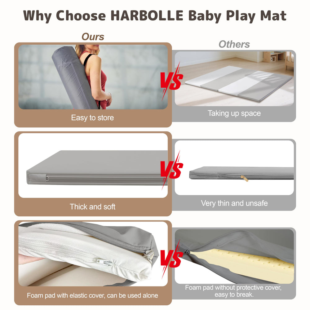 HARBOLLE non-slip vegan leather cover stays in place on floors.