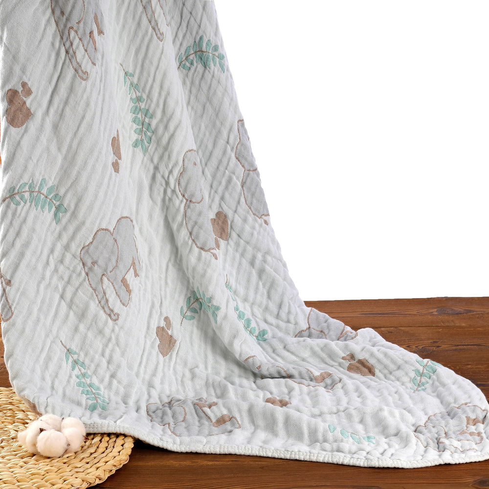 HardNok Forest Elephant blanket laid flat to show a generous 43-inch size.