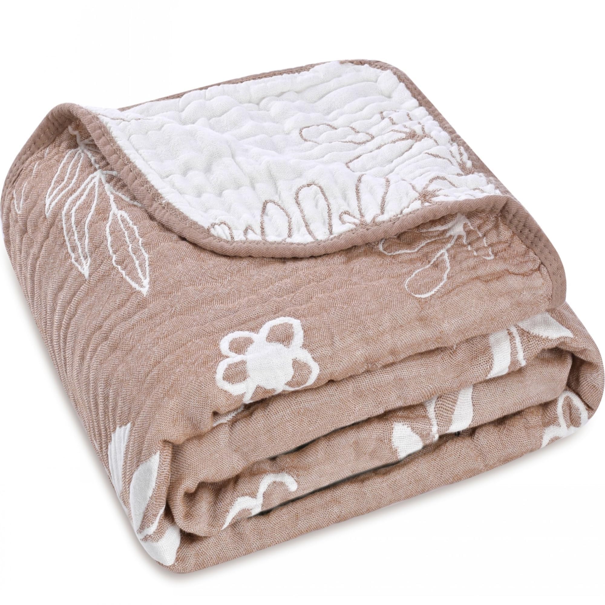 HardNok leaf-pattern muslin blanket for soft, breathable swaddling