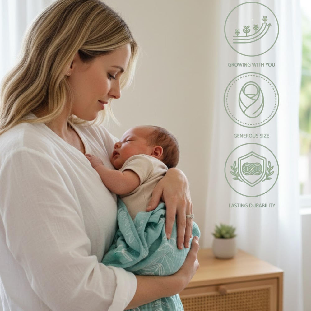 HardNok muslin blanket swaddle use, cozy wrap for soothing newborns.