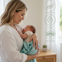 HardNok muslin blanket swaddle use, cozy wrap for soothing newborns.