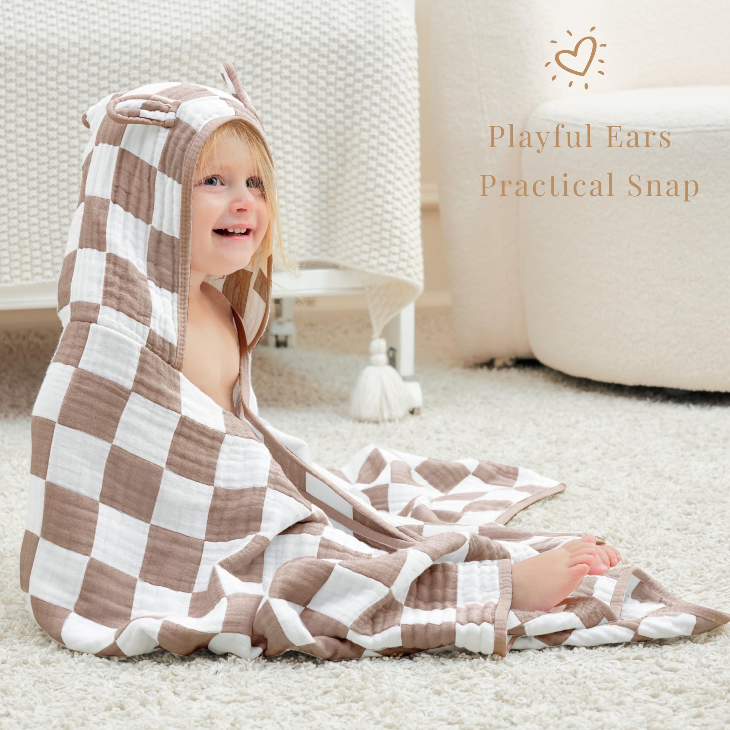 HardNok Organic Cotton Bamboo Muslin Toddler Towel - newborn to toddler friendly for gentle everyday use.