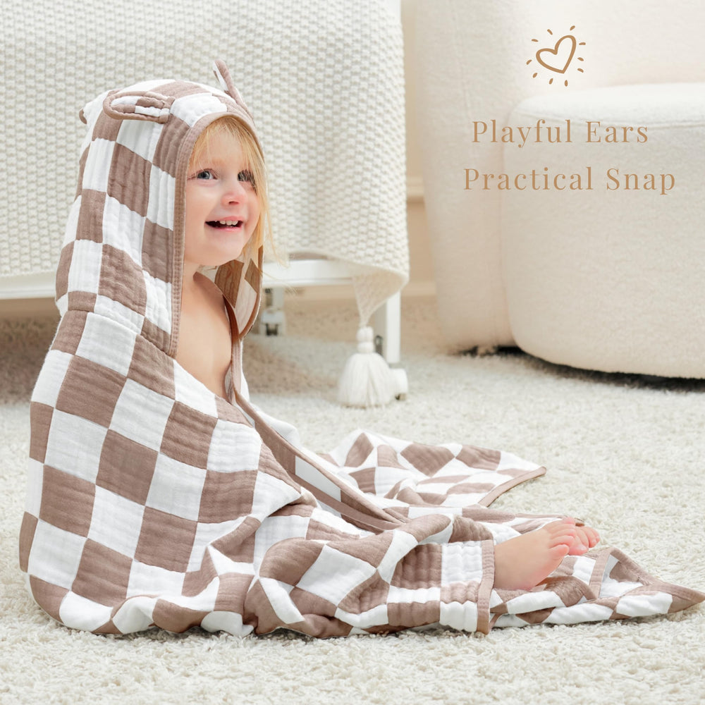 HardNok Organic Cotton Bamboo Muslin Toddler Towel - newborn to toddler friendly for gentle everyday use.