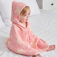 HardNok Ultra-Soft Muslin Hooded Towel on baby after bath, soft and cozy
