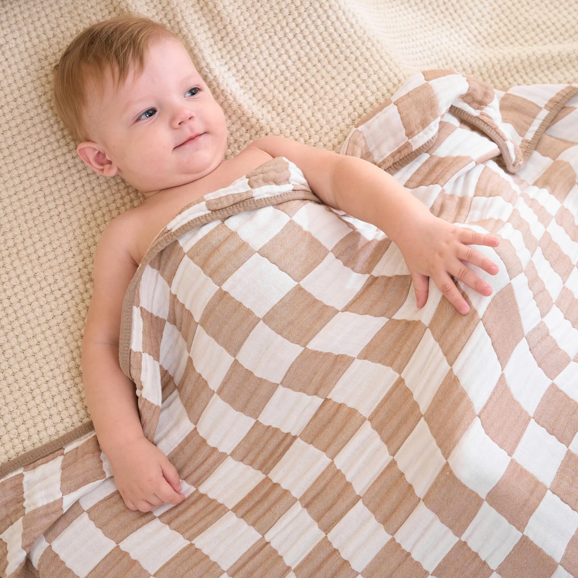 HardNok Ultra Soft Muslin Blanket stroller cover providing breathable shade on outings.