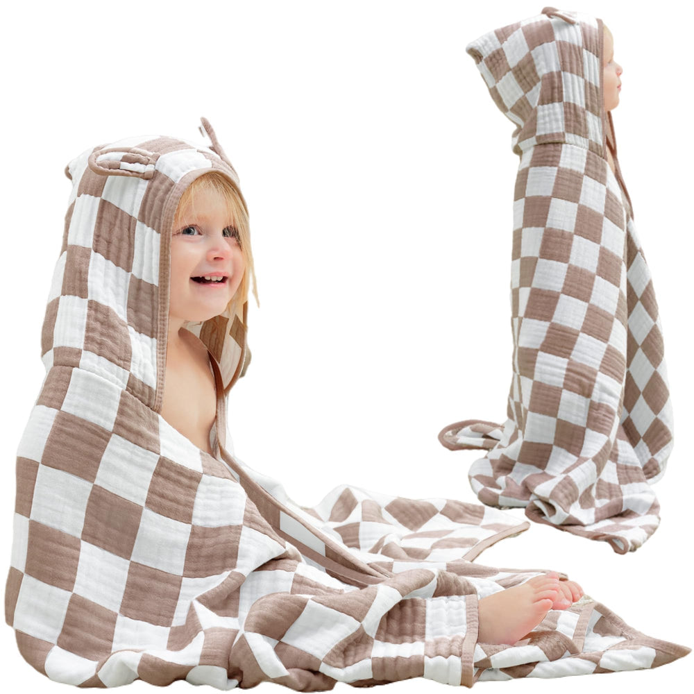 HardNok Ultra-Soft Muslin Toddler Hooded Towel provides cozy warmth and quick-dry after bath.