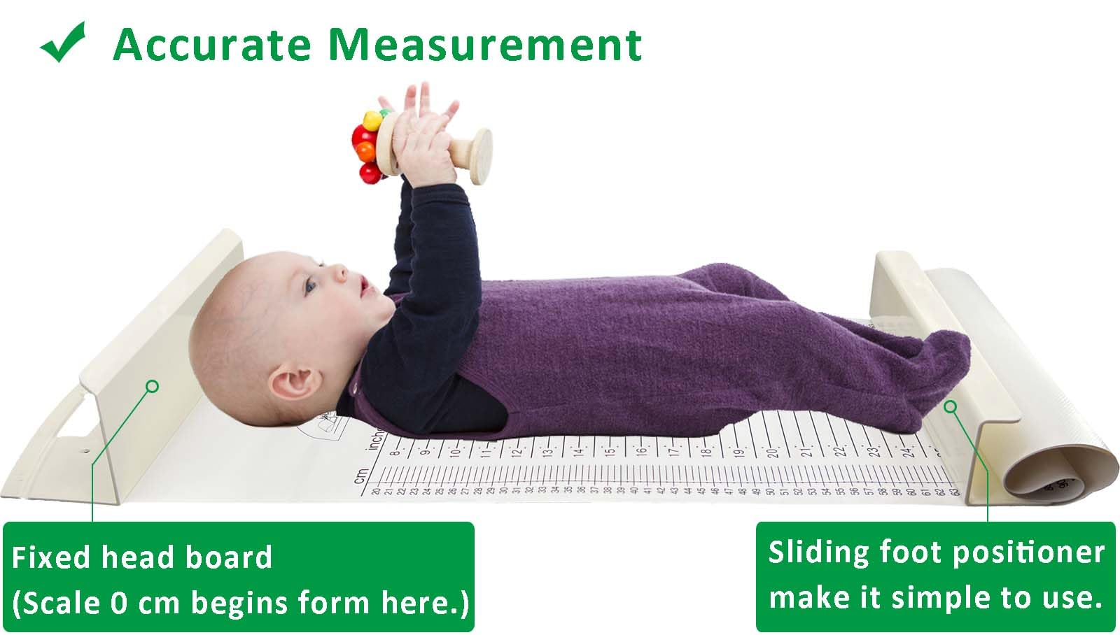HAREAR baby-height-measuring-mat foot positioner provides precise positioning.