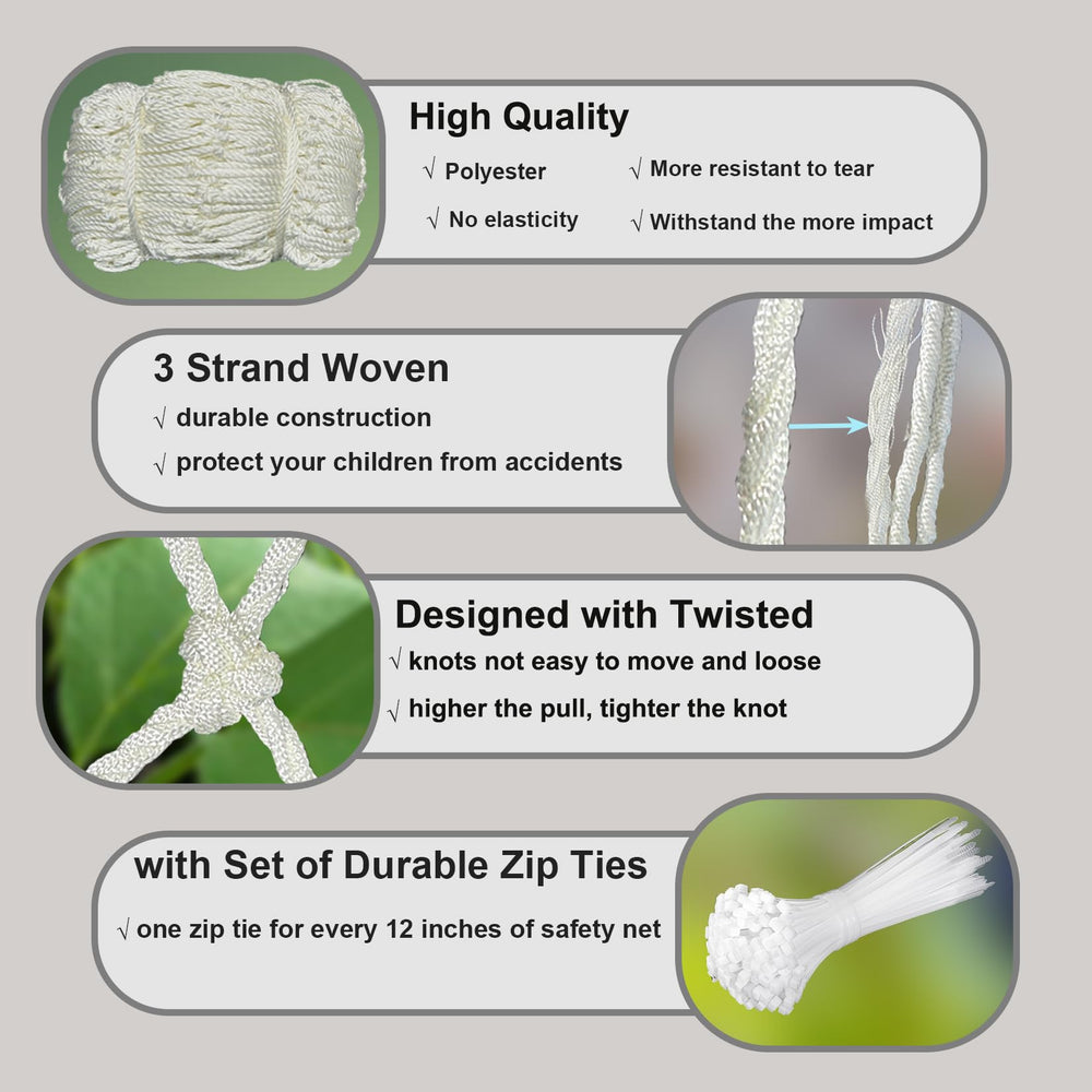 HARERNET kids-pets protection net helps prevent curious climbers from reaching edges.