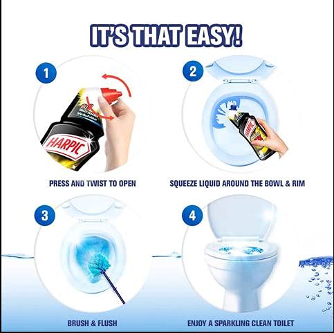 Harpic Power Plus packaging highlights quality ingredients for reliable cleaning results