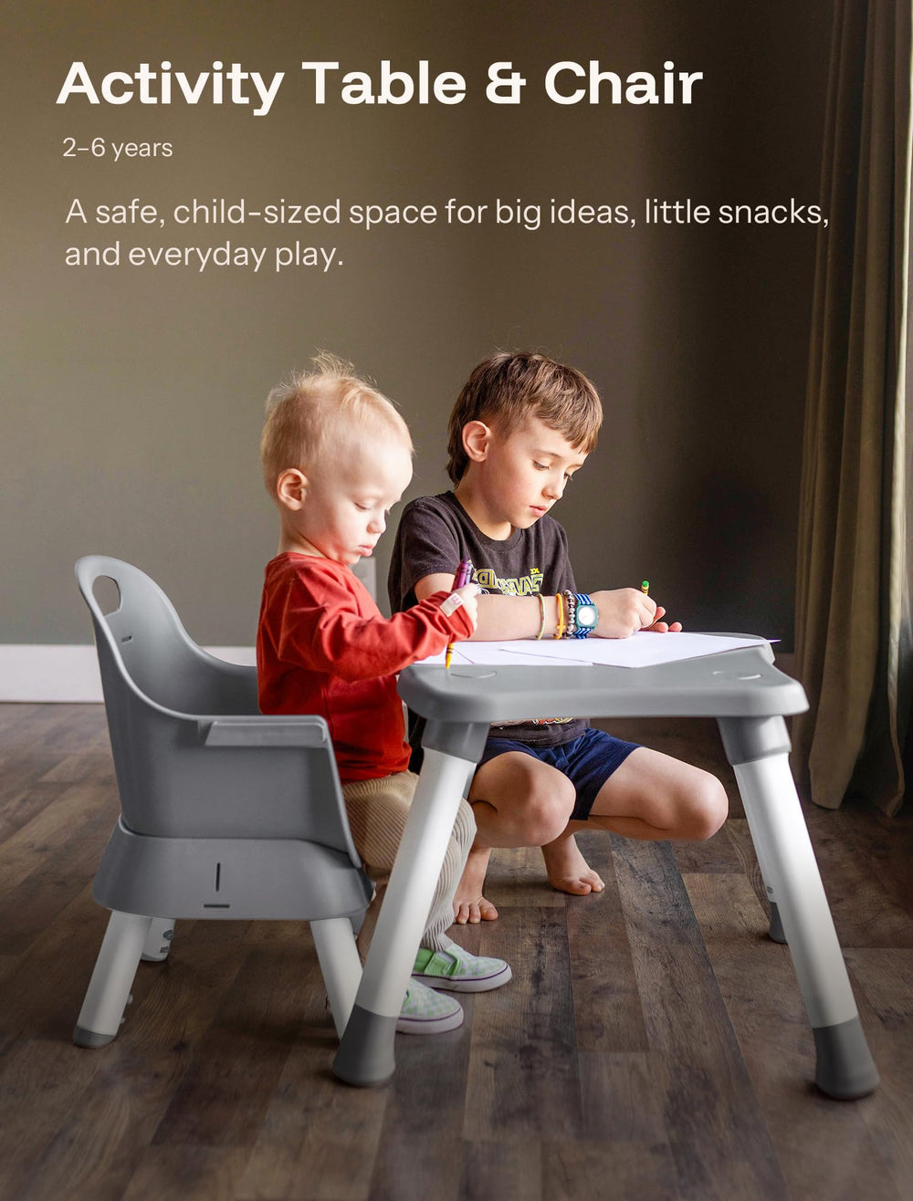 HARPPA converts to a table or booster for growing kids