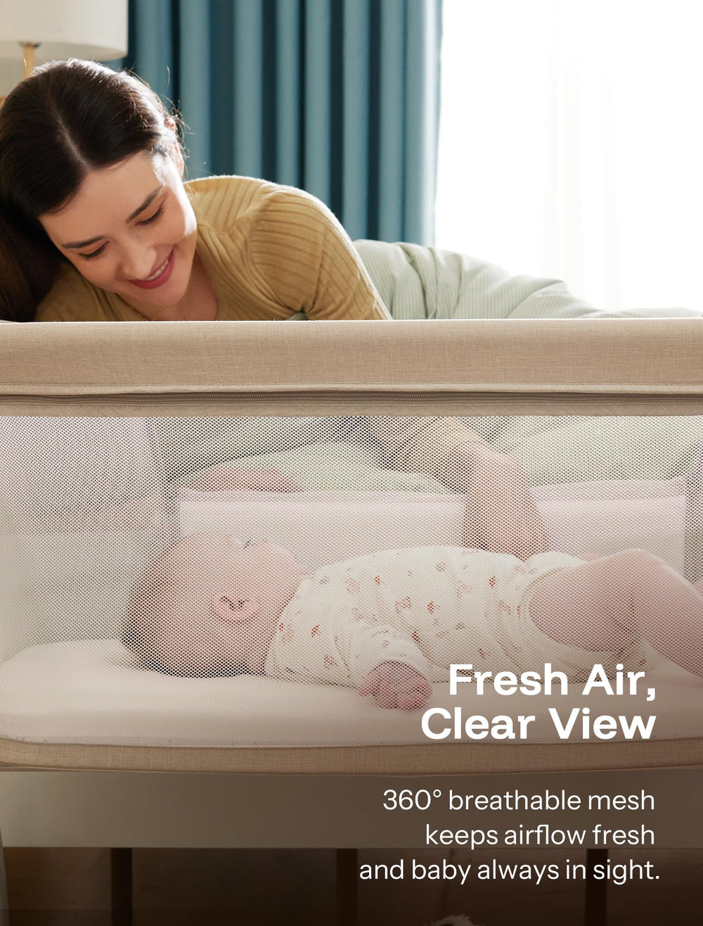 HARPPA Cuddly Bassinet height adjustments align bedside with ease.