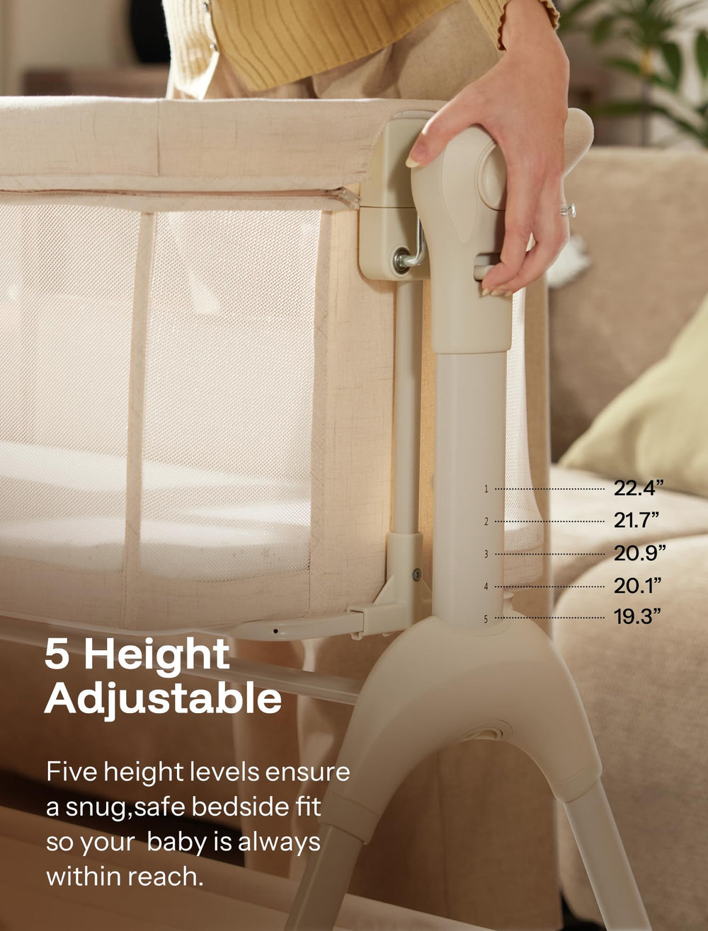 HARPPA Cuddly Bassinet non-skid wheels stay in place.