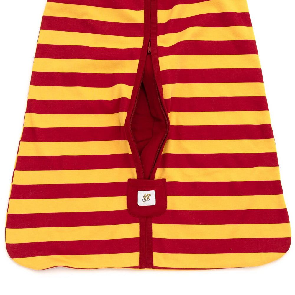 Bedroom scene featuring Harry Potter maroon sleep sack for cozy nights