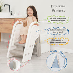 Harwaya adjustable two-three step stool setup supports growing kids