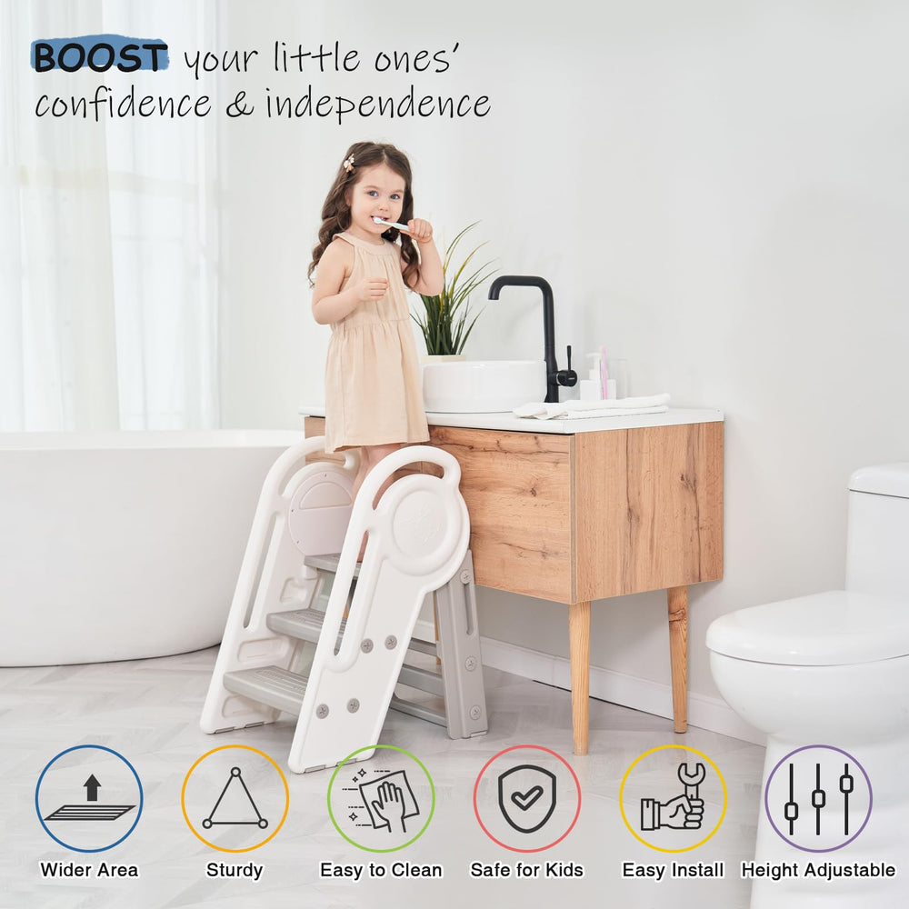 Harwaya non-slip grips keep the stool steady on tile floors