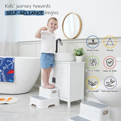Harwaya step stool with handle, easy to carry for kids around the house.