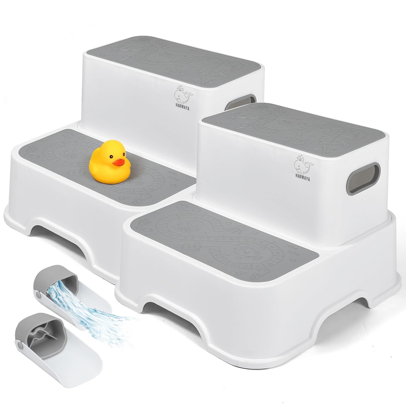 Harwaya toddler step stool for bathroom sink, sturdy 2-pack ideal for potty training.