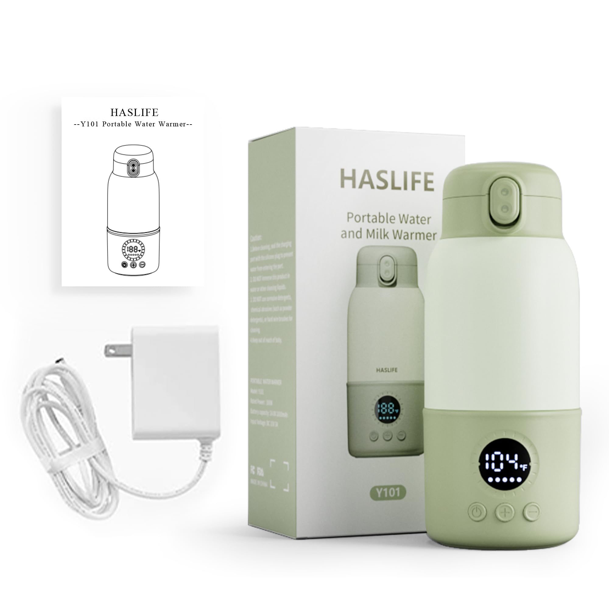 Haslife LED temperature display shows real-time milk warmth.