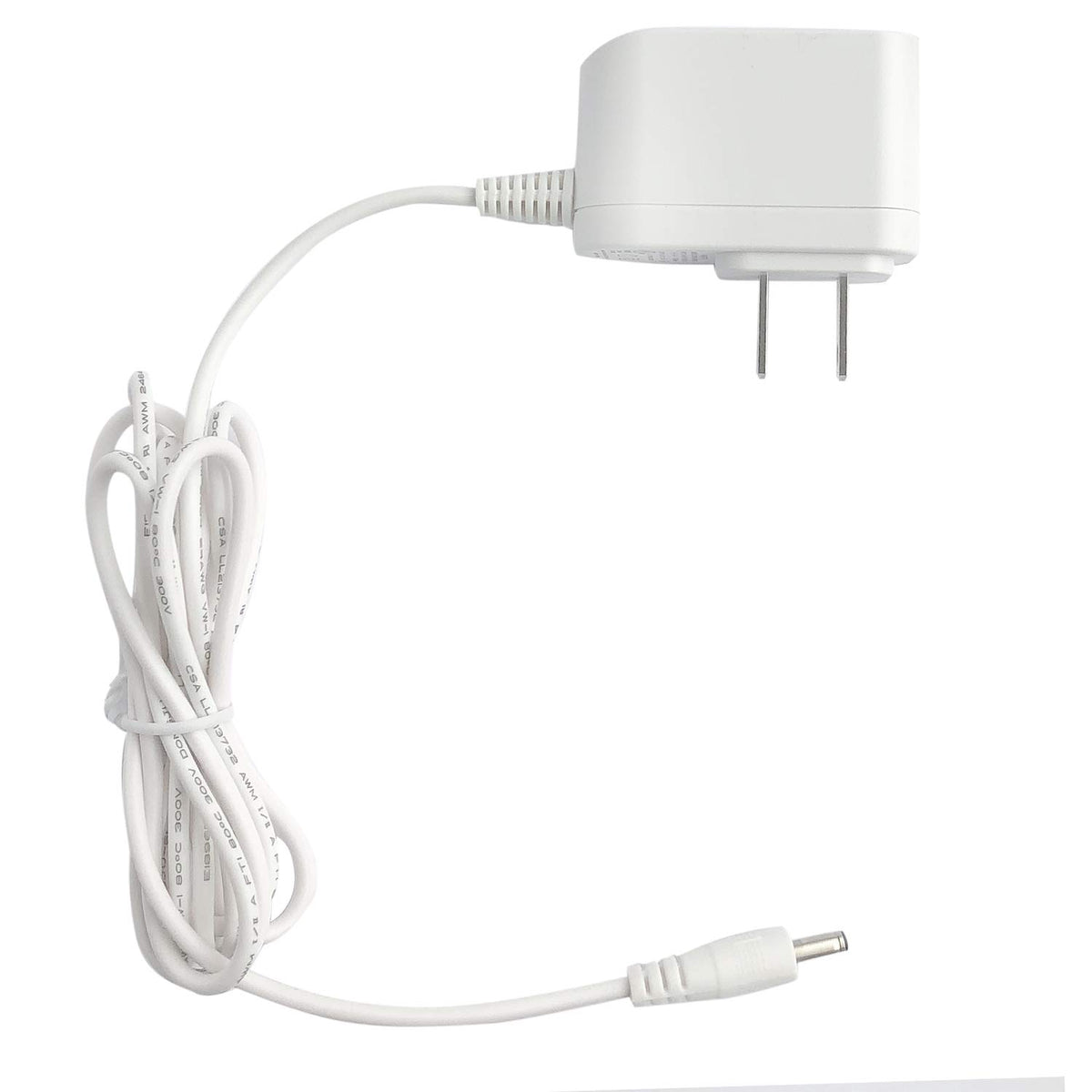 Hatch Baby barrel-style adapter cord attached to Rest Plus for stable nightly power