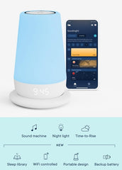 Hatch Rest+ night-light glow provides a soft, comforting mood for bedtime.