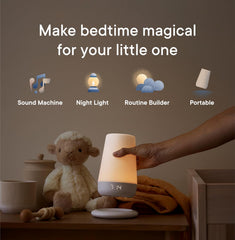 Hatch Rest+ white-noise options help block distractions and encourage restful sleep.
