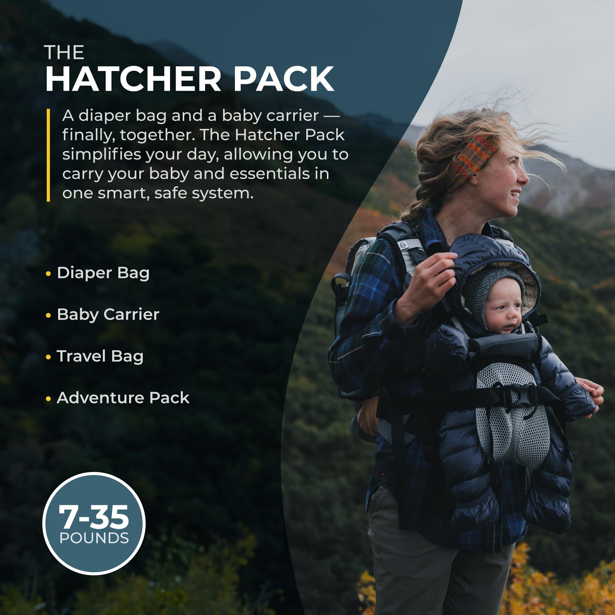 Hatcher Packs hip-healthy certified baby carrier offering ergonomic support.