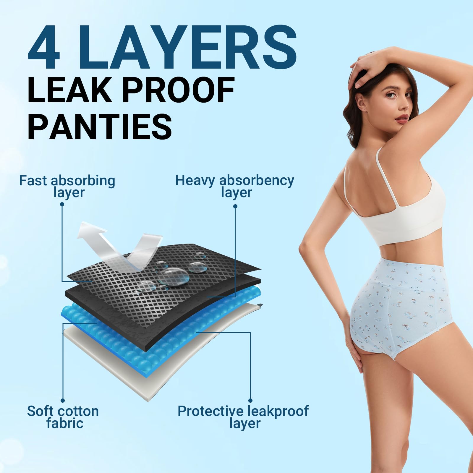 HATSURE floral-design period underwear offers soft cotton comfort and feminine style during cycles.