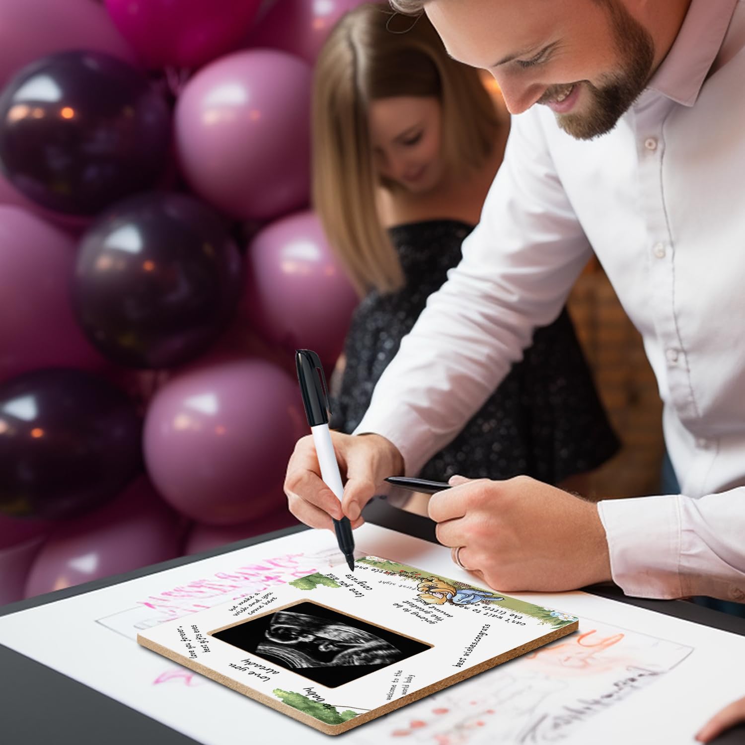 Hatzelou baby shower gender reveal frame for memories