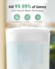 HAUTURE bottle sterilizer showing 10-bottle capacity for busy households.