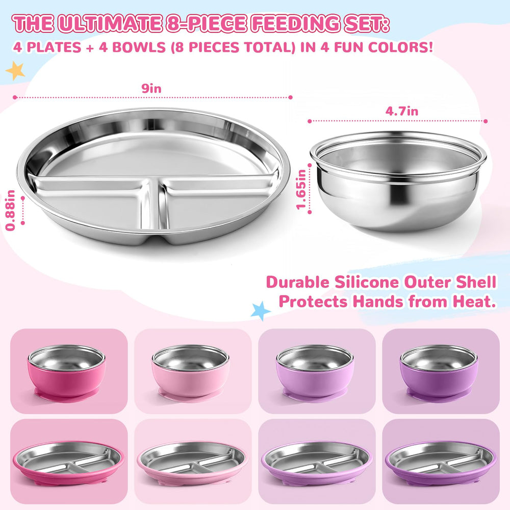 Havawish 4.7-inch stainless steel bowl with suction for easy self-feeding.