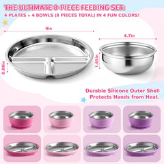 Havawish 4.7-inch stainless steel bowl with suction for easy self-feeding.