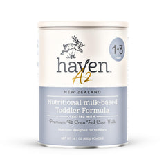 Haven A2 toddler formula can showing grass-fed nutrition for gentle daily feeding.