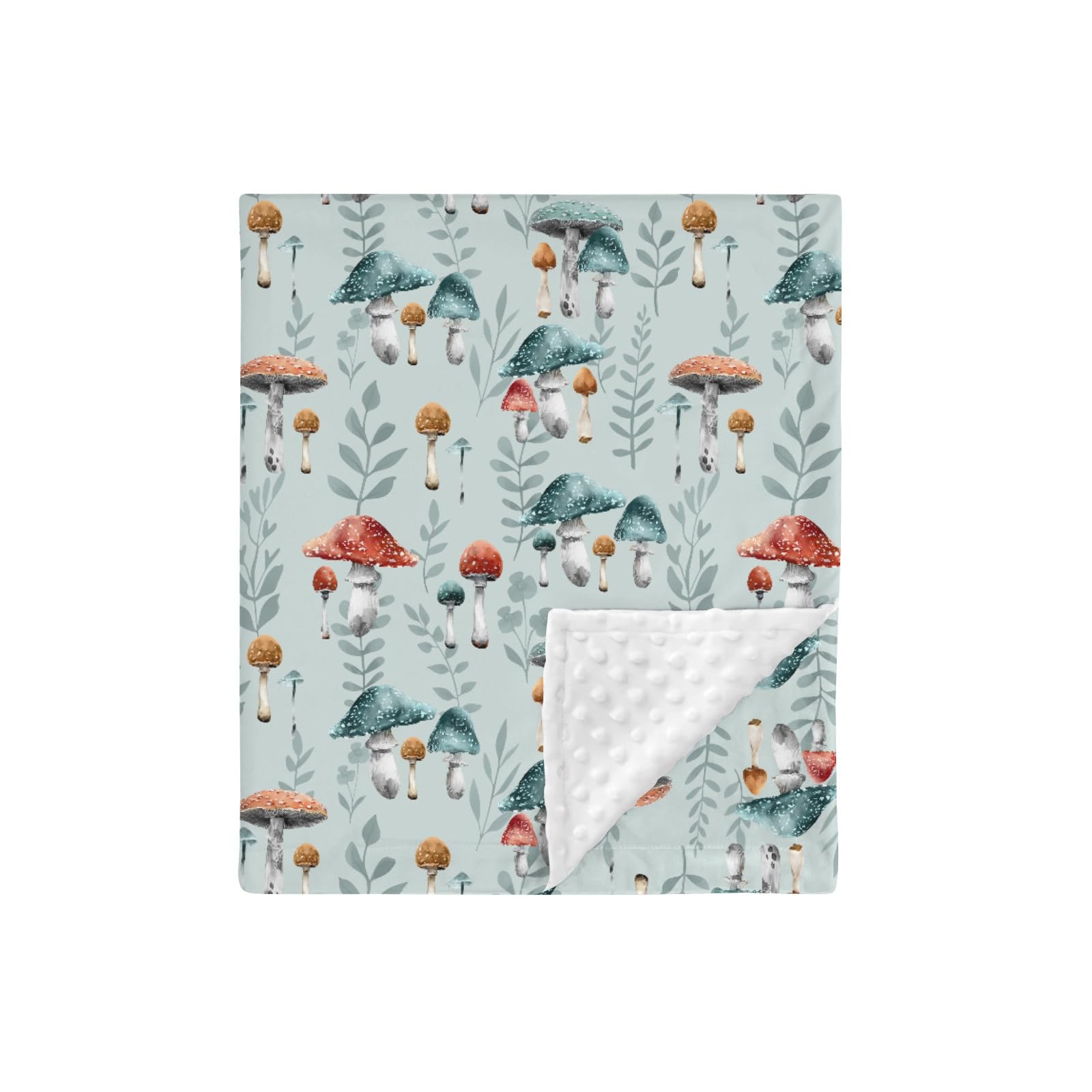 HawSkgFub boho mushroom forest blanket front dotted pattern for cozy crib time