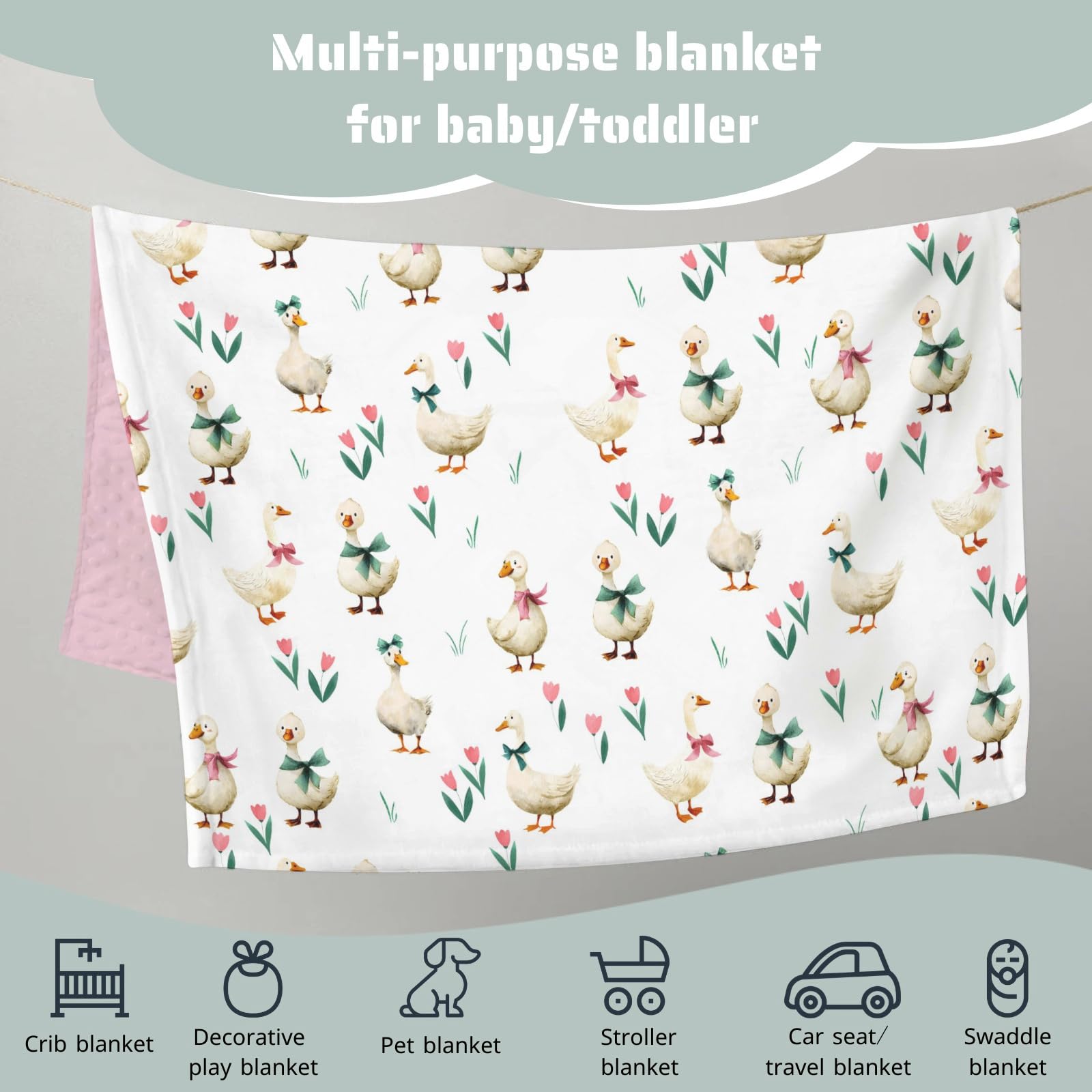 HawSkgFub Goose Pink Bow Ribbon nursery decor highlighting two-tone design
