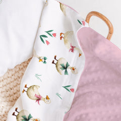 HawSkgFub Goose Pink Bow Ribbon blanket closeup showing plush flannel texture