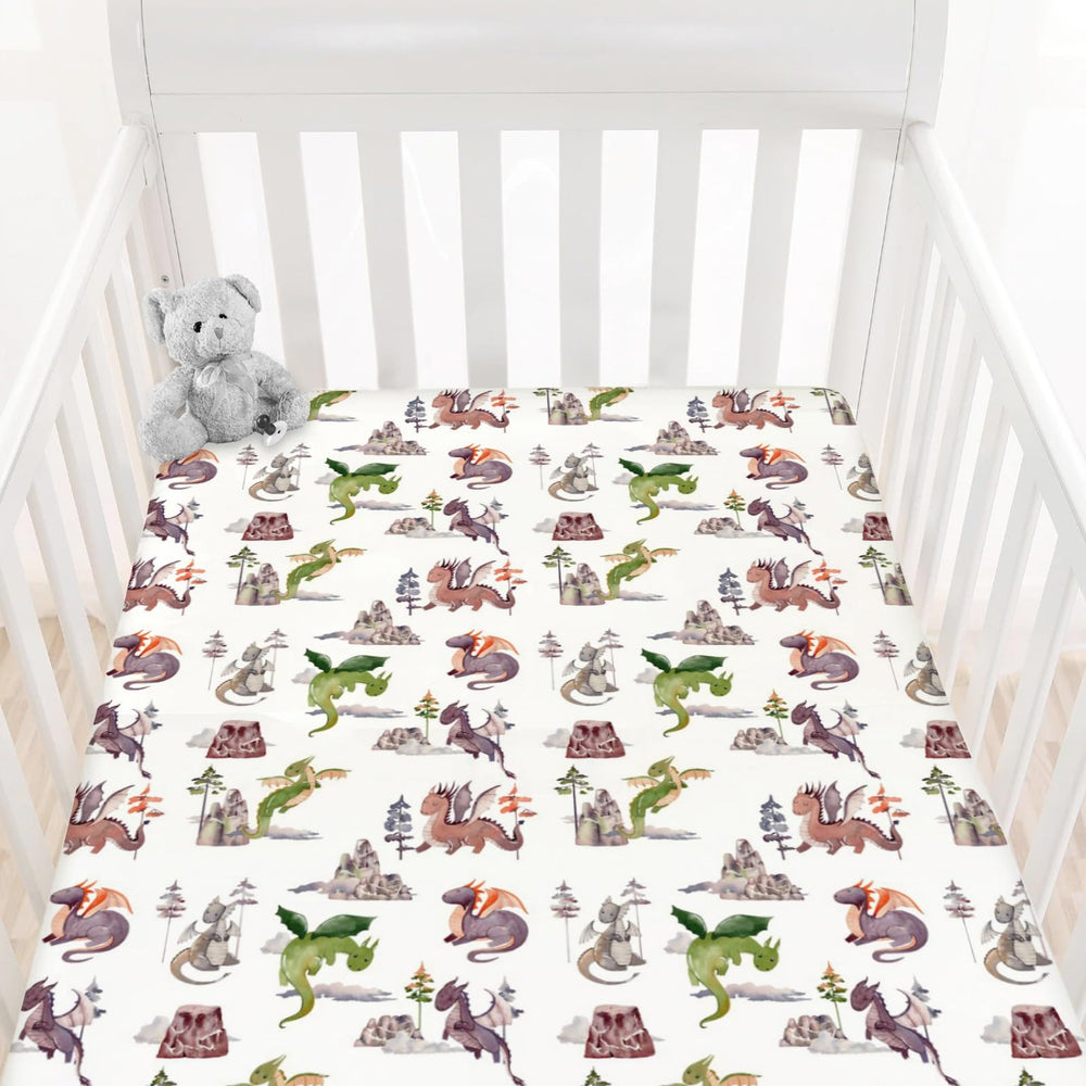 HawSkgFub watercolor dragons crib sheet offers a soft, secure 52x28 fit for standard cribs.
