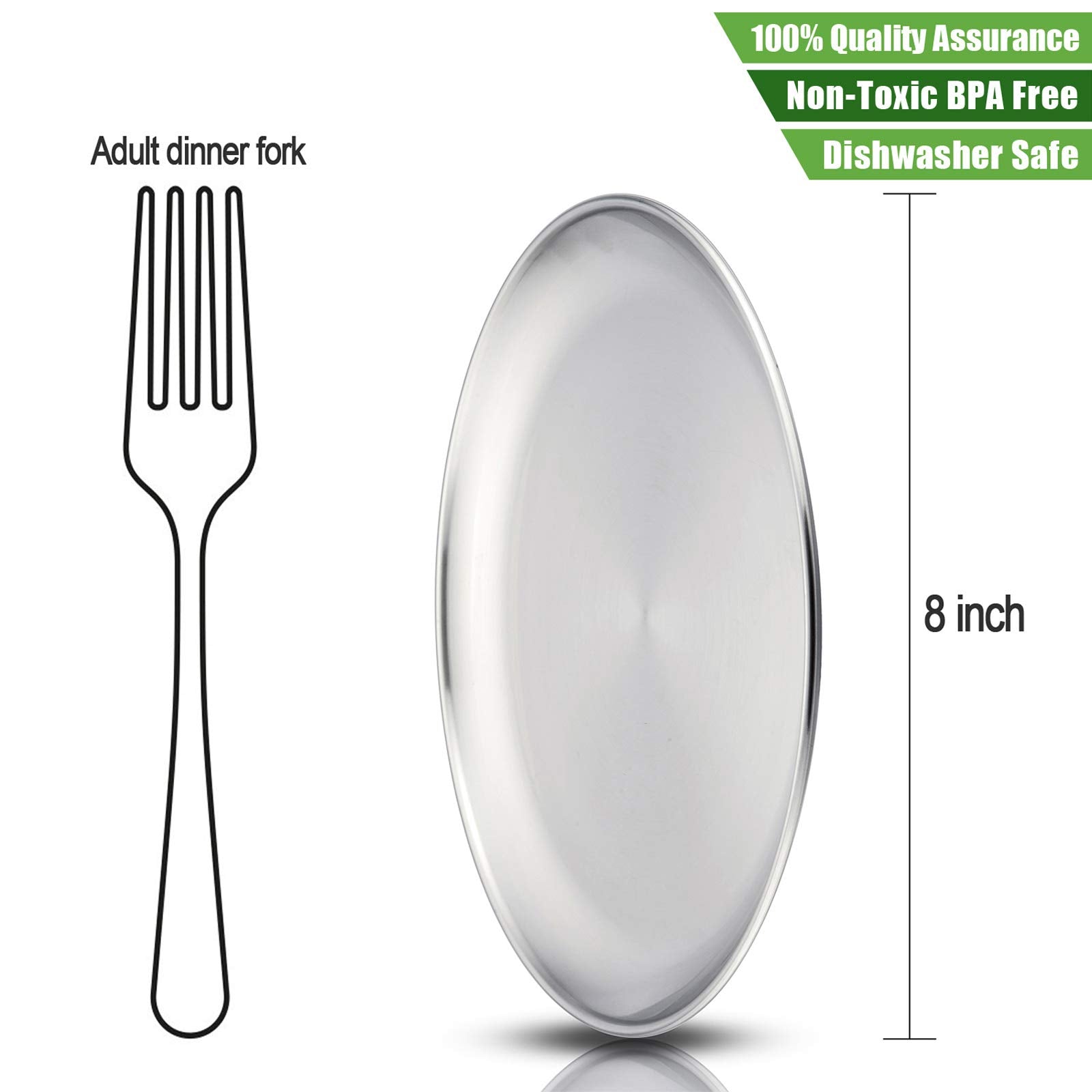 HaWare 18-8 stainless steel plate highlights rust resistance and easy cleaning.